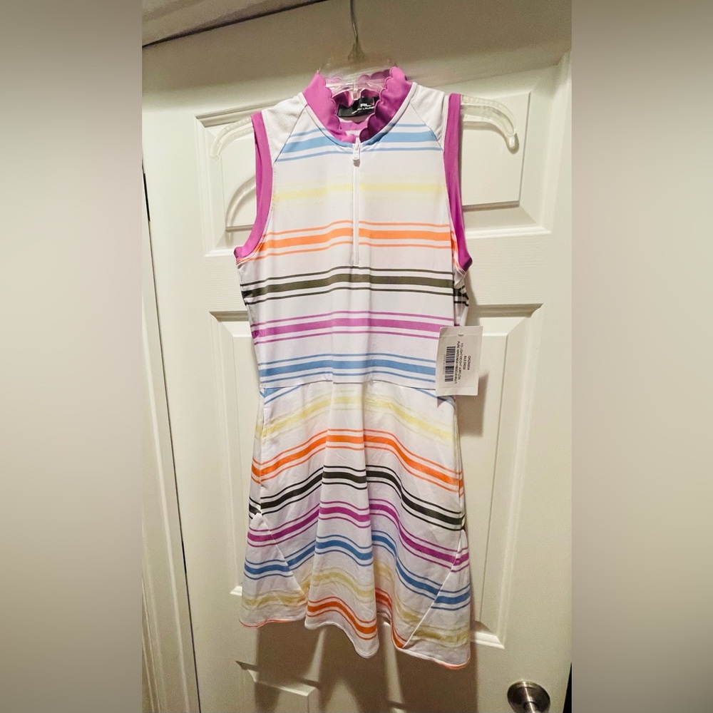 Ralph Lauren Rlx Golf Ralph Lauren Striped Hybrid Mesh & Jersey Dress